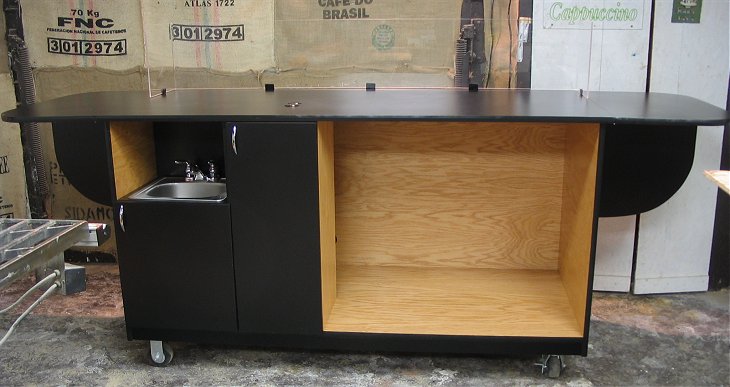 square base espresso cart with extensions