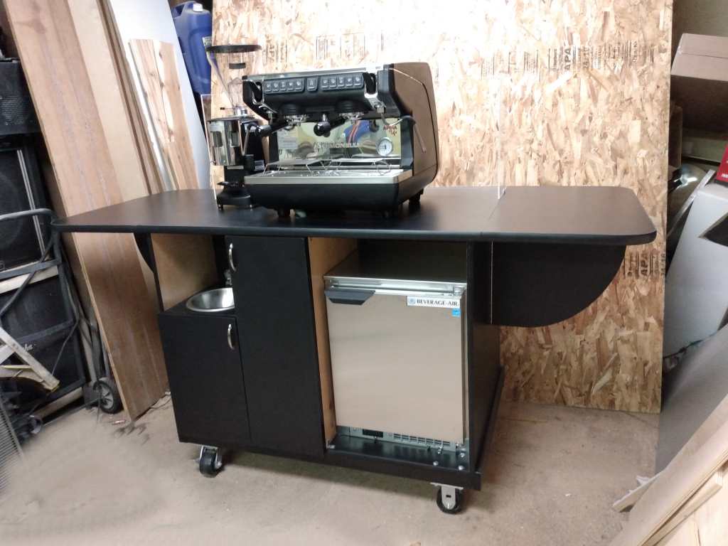 classic 4 foot espresso cart with 1 inch counter