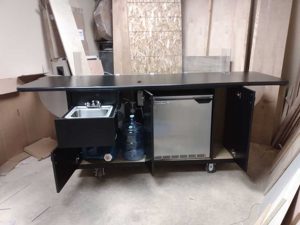 Flagship Espresso Cart, slide outsink and doors extended